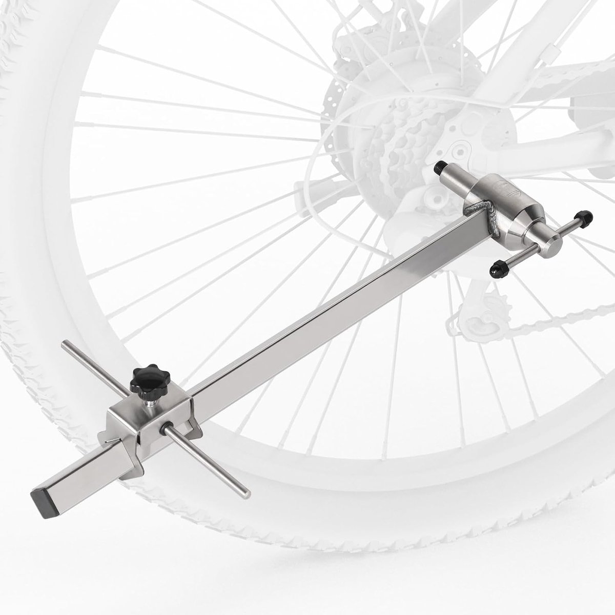 Rvs schakeloog uitlijning gereedschap voor fietsen met wielen van 26 inch, 27,5 inch (650B) en 29 inch (700 C). Corrigeert de vervormingen van het achterste schakeloog