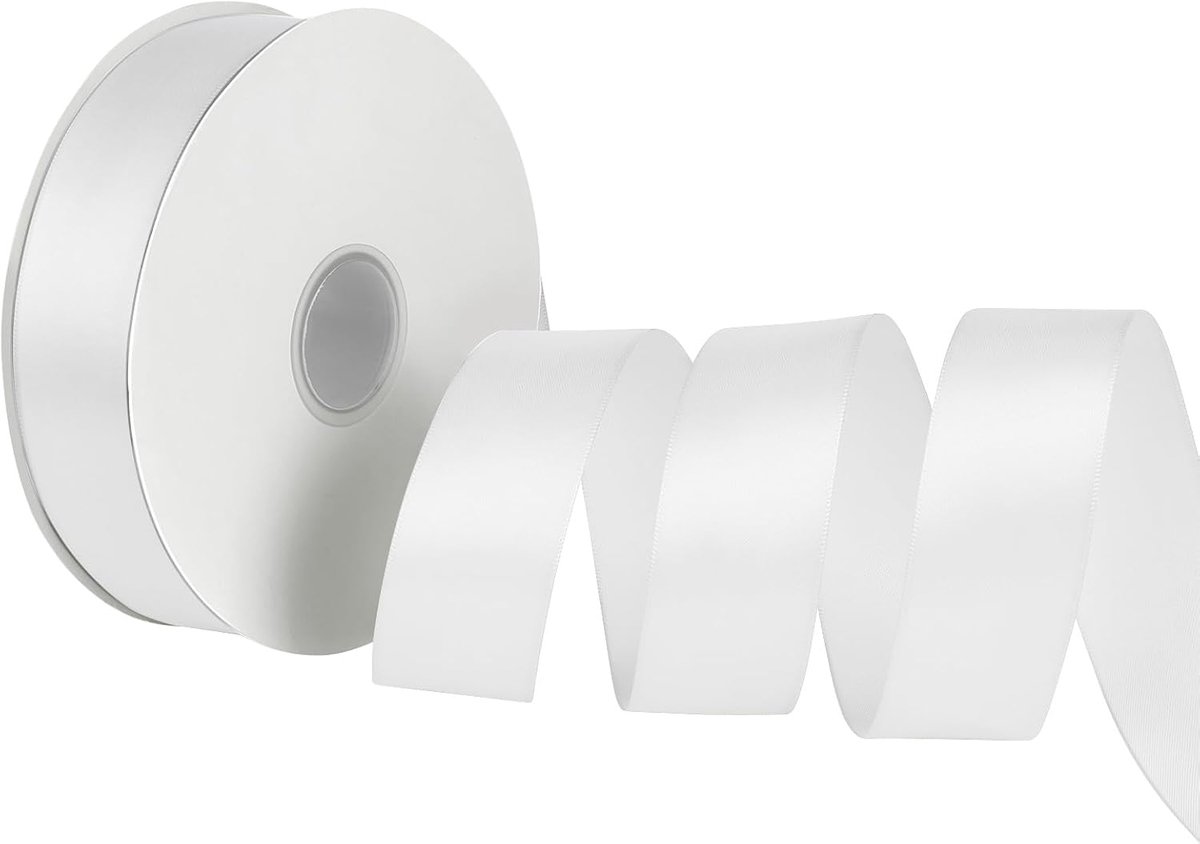 lint wit, Dooozy 38 mm 91 m cadeaulint decoratielint stoffen lint voor het verpakken van geschenken, Kerstmis, bruiloft, decoreren