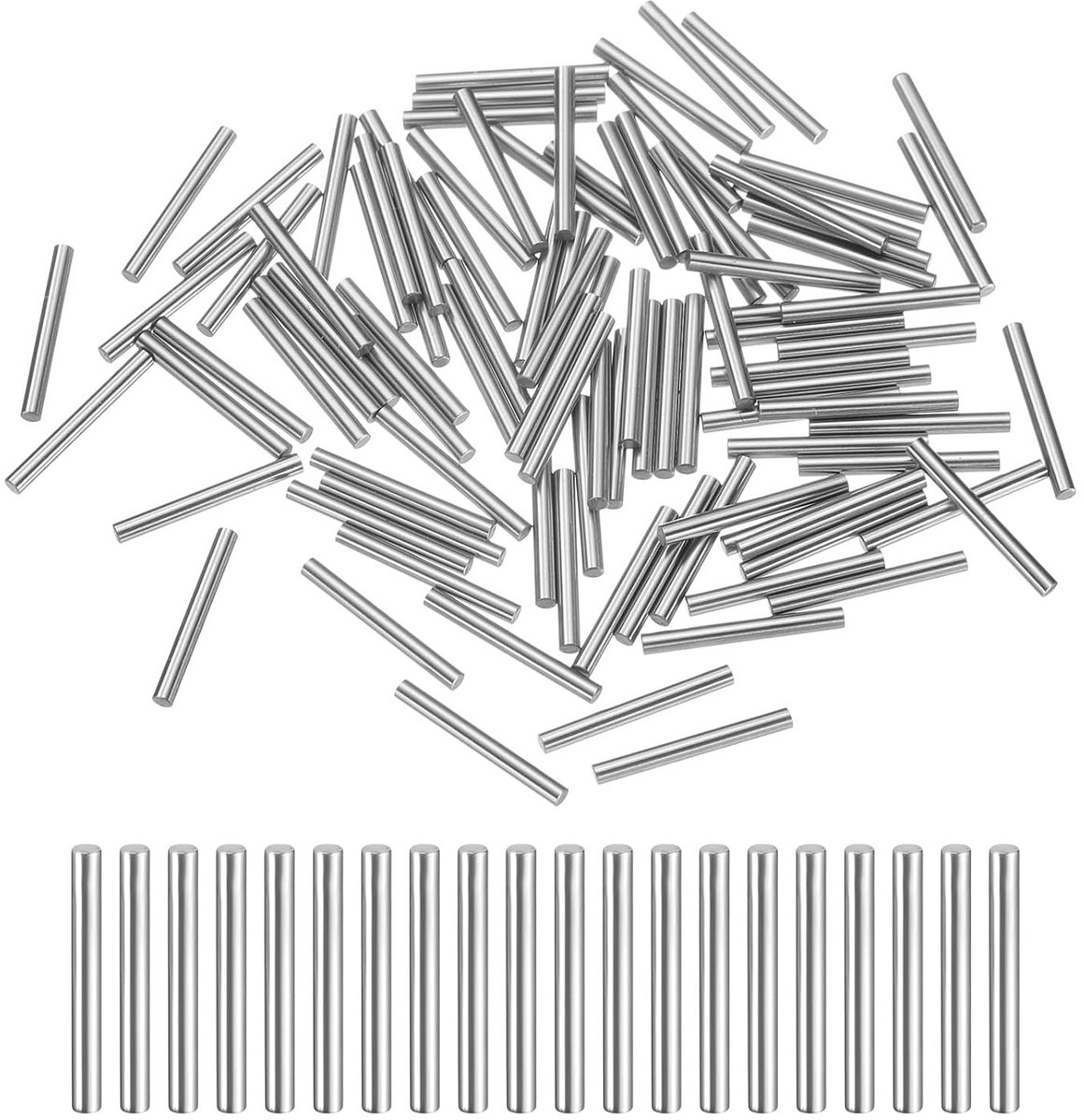 100 stuks cilinderstiften, roestvrij, 1,5 x 14 mm spanpen, paspoorstift, zilverkleurig, metalen stiften, metalen stiften, plugpennen, bouten, metaal voor doe-het-zelf, meubels