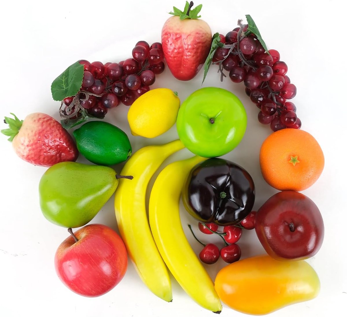 Set van 20 stuks kunstvruchten, kunstmix voor woondecoratie, simulatie fruitset, kunstvruchten voor middenstukken, simulatie, fruit, feestdecoratie, kunstappels, sinaasappels, nep druiven