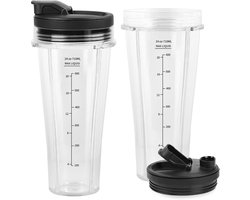 2-delige set mixerbekers 710 ml (24 oz) Compatibel met Ninja Blender & Mixer CB350EU BN800EU BN750EU BN650EU BN495EU CB100EU Vervangstukken voor Ninja keukenmachine