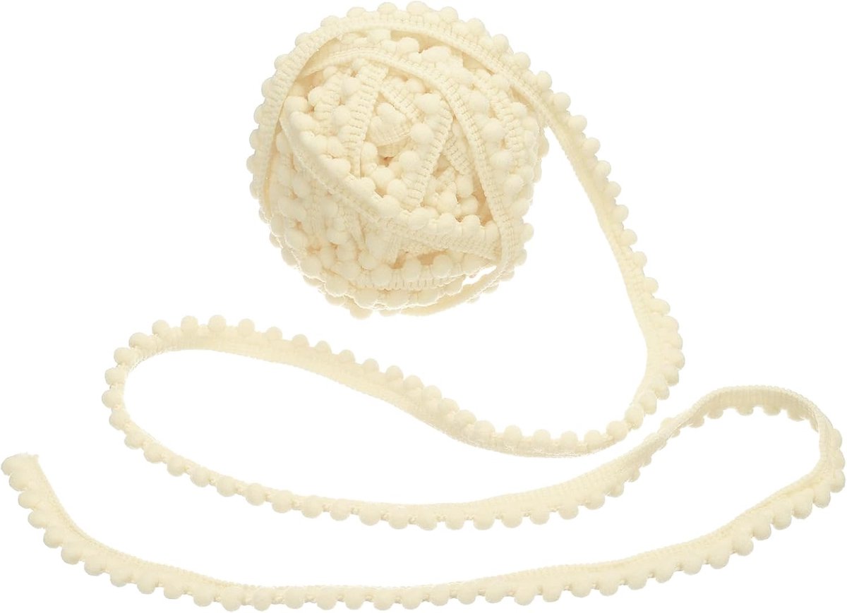 25 yards Pom Pom Bord 0.5" Breedte Beige Pom Pom Bal Franse Bord Naaien Franse Stof Banden Voor DIY Knutselen Gordijnen Jurken Kussens Woonaccessoires