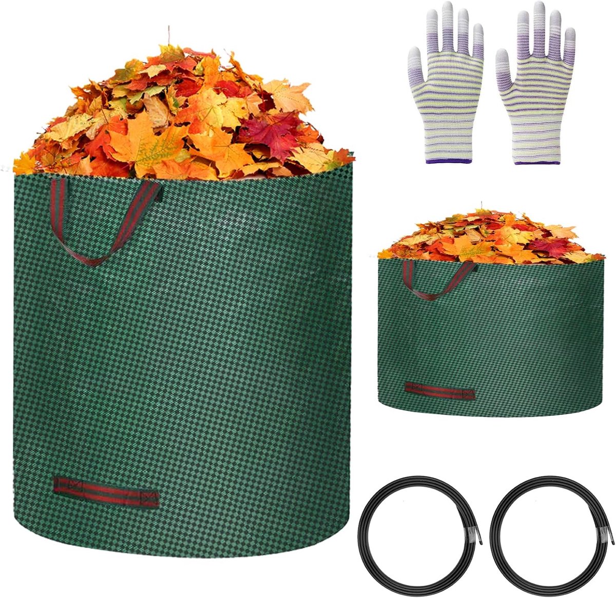 Tuinafvalzakken, stabiel, met werkhandschoenen, tuinzakken, bladzak voor groene snijzakken, tuinafvalzakken, graszak, container voor tuinafval, tuinafvalzakken, 120 l, 50 l