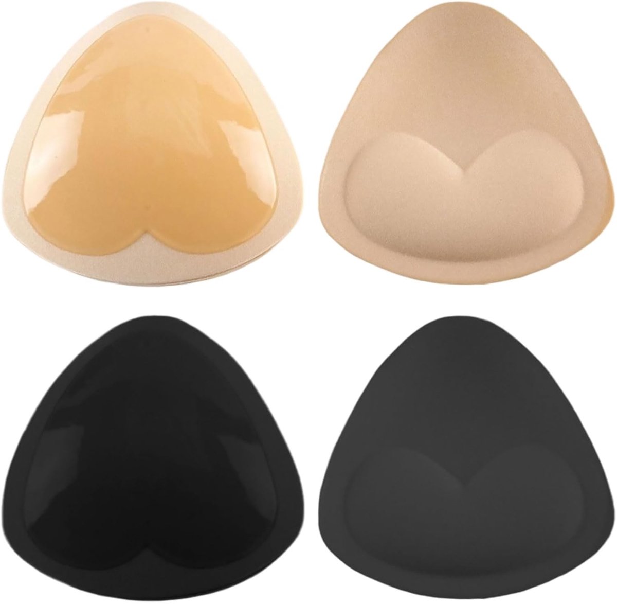 2 paar BH-inzetstukken, zelfklevende beha-pads, siliconen borstversterker, push-up beha, geschikt voor ondergoed, bikini's, badmode, zwart en beige