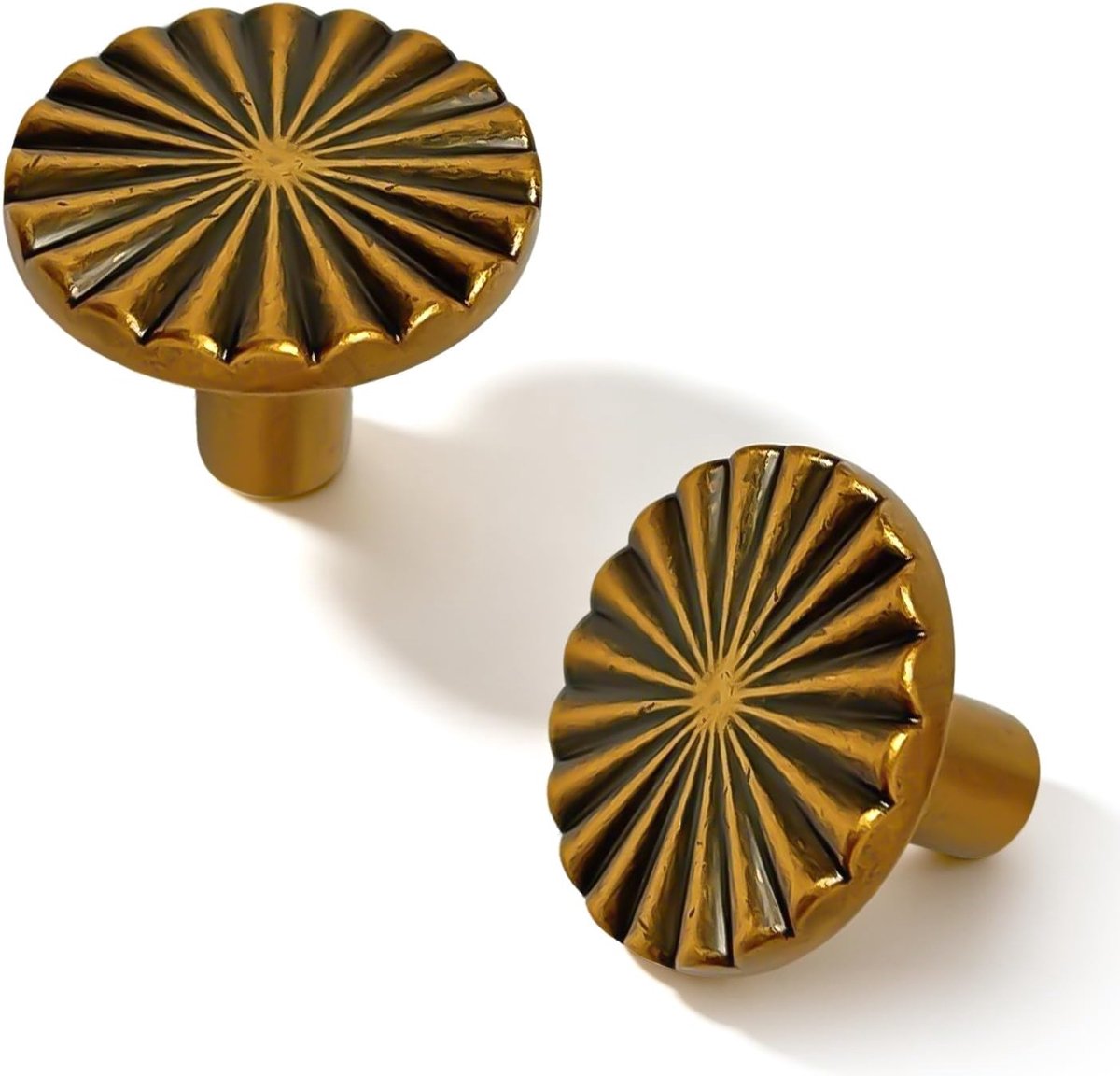 2 Antieke Messing Kastknoppen 30mm - Ronde Handvatten voor Kasten & Deuren (met 4 Schroeven)