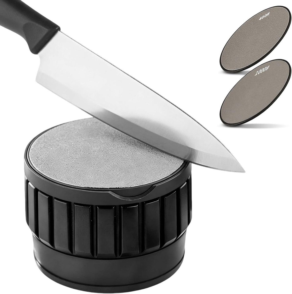 rolslijper, messenslijper, professionele messenslijper, handmatige slijper met 2 zijden (400/1000), voor keukenmessen, scharen, gereedschap in het huishouden (zwart)