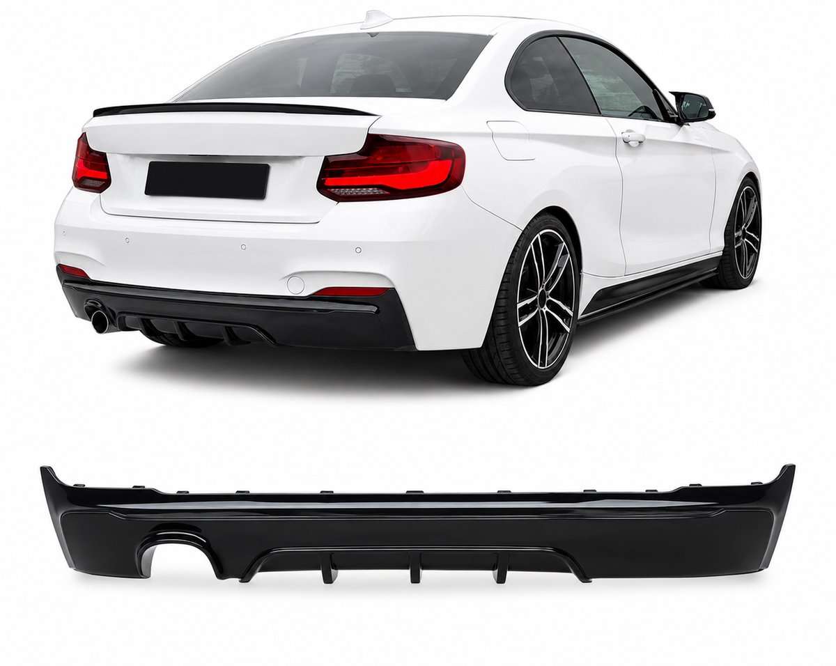 Diffuser Hoogglans Zwart Geschikt voor BMW 2 Serie F22 & F23 2014-2021 Enkele Uitlaat