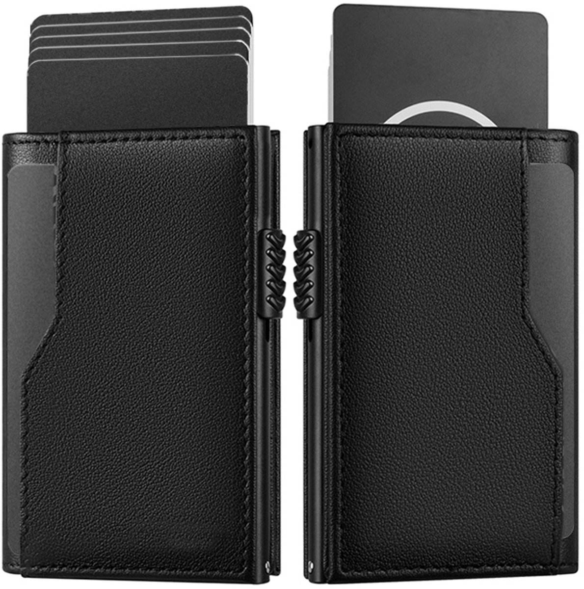 VEXON Linea - Wallet Pro - Premium Wallet Classic - Creditcardholder - Pasjeshouder Donkerbruin - Kaarthouder - 10 Pasjes, Briefgeld en Muntgeld - RFID Creditcardhouder - Mannen en Vrouwen Portemonnee - Uitschuifbaar - Zwart