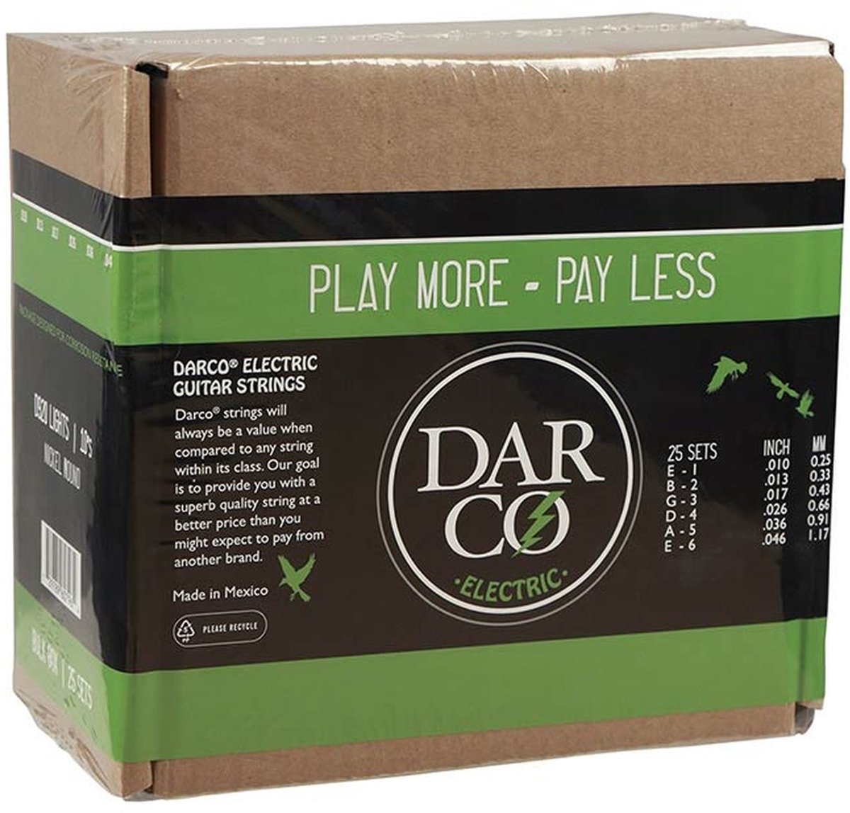 Darco D920/BULK elektrische gitaarsnaren – 25-sets bulkset (010-046)