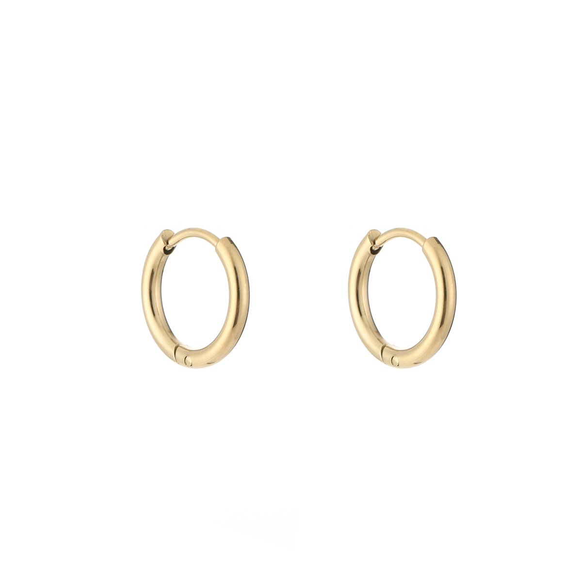 Chunky Minimalist Huggie Hoops 10mm – Luxe Dikkere Oorringen 2mm – RVS - Goud