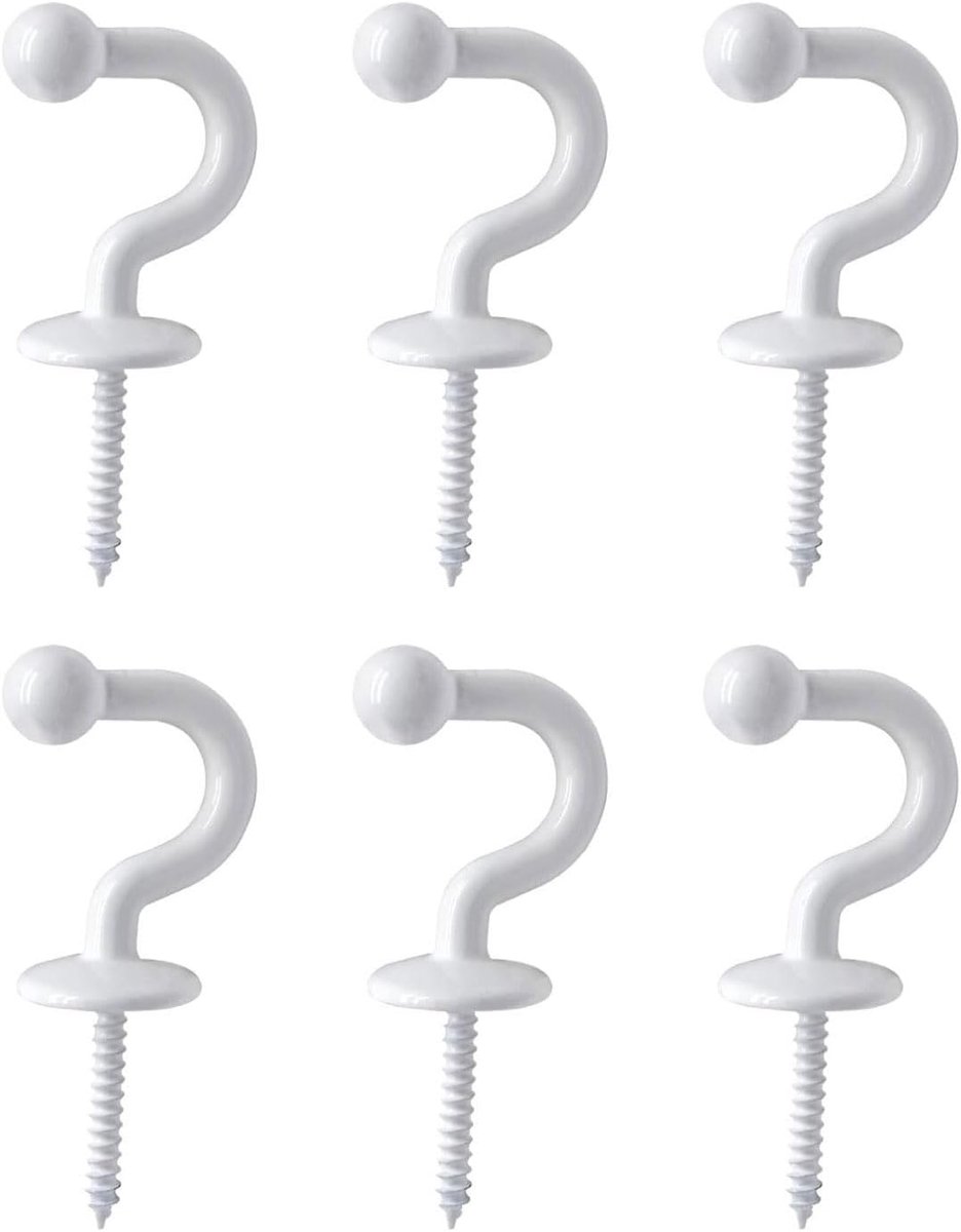 Gordijnhouders set van 6 - 60 mm U-vorm - zinklegering wit - duurzaam en elegant - SnelShoppen