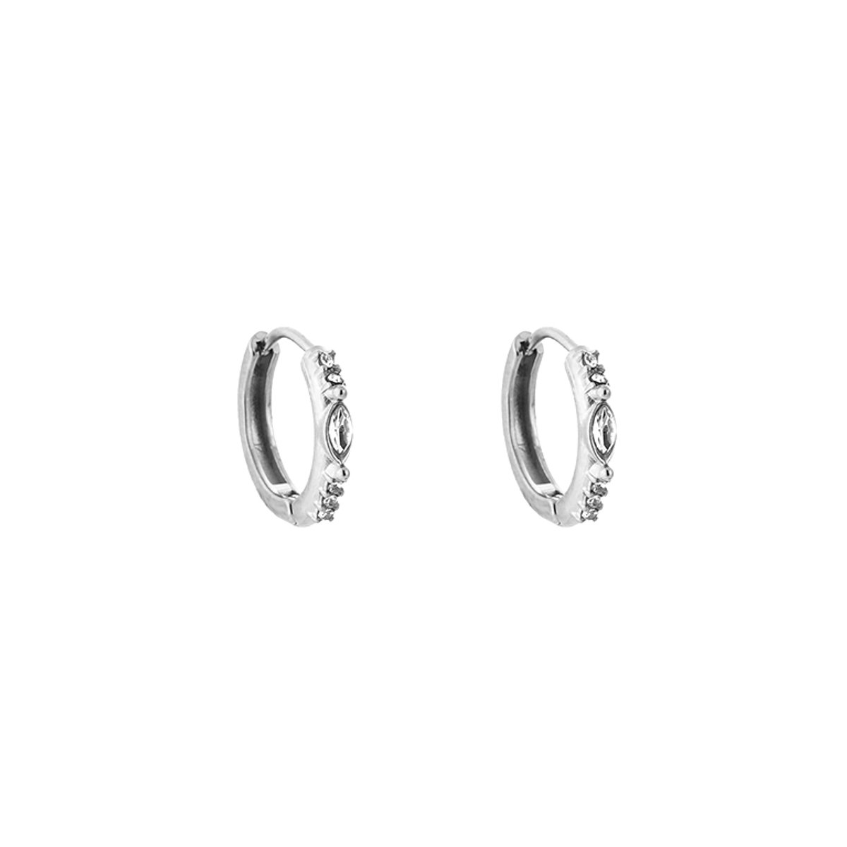 Bezel Set Zirconia Flush Band Huggie Hoops – Luxe Oorringen met Zirkonia Strass – RVS - Zilver