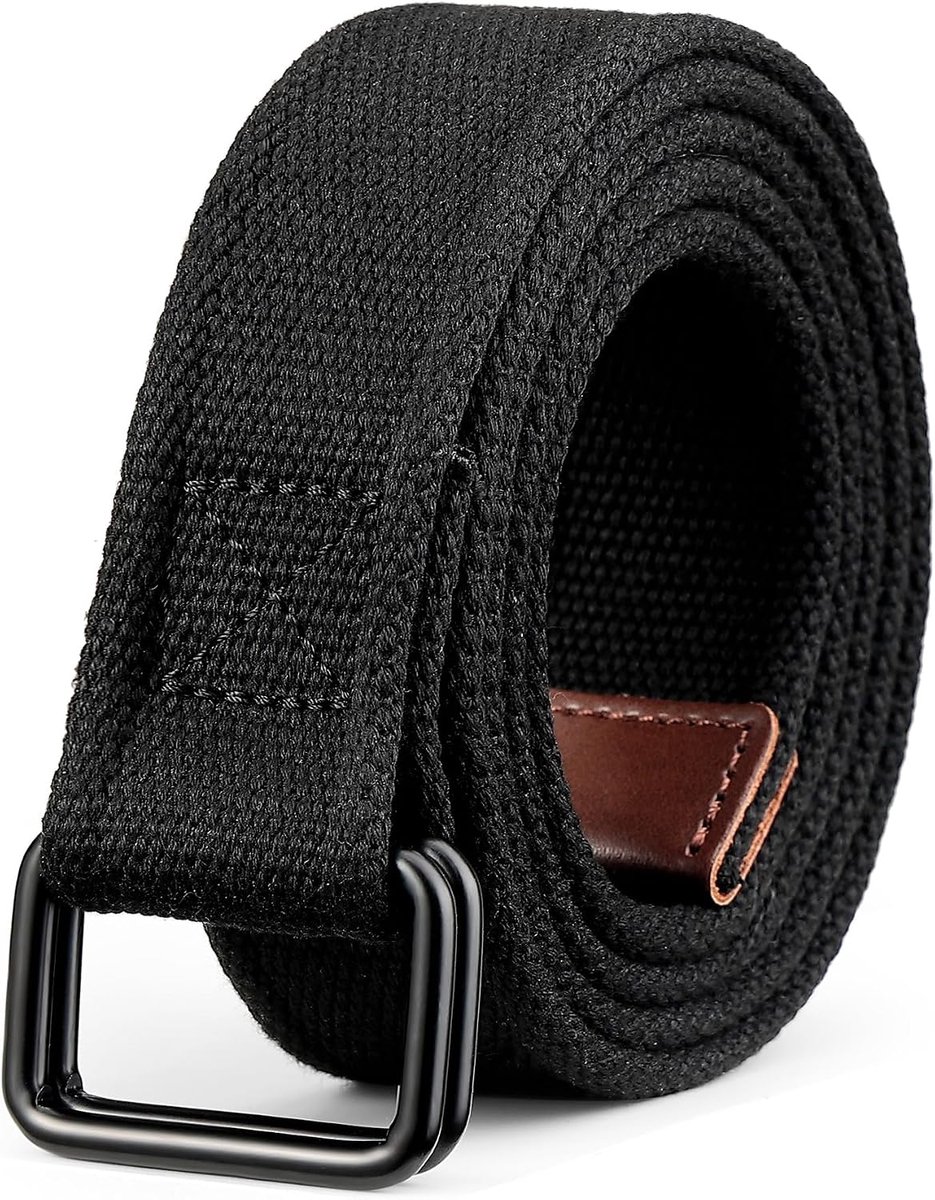 riem van stof zonder gaten, dubbele ring Cavas stofriem, comfortabel 38 mm voor werk, sport & vrije tijd reizen