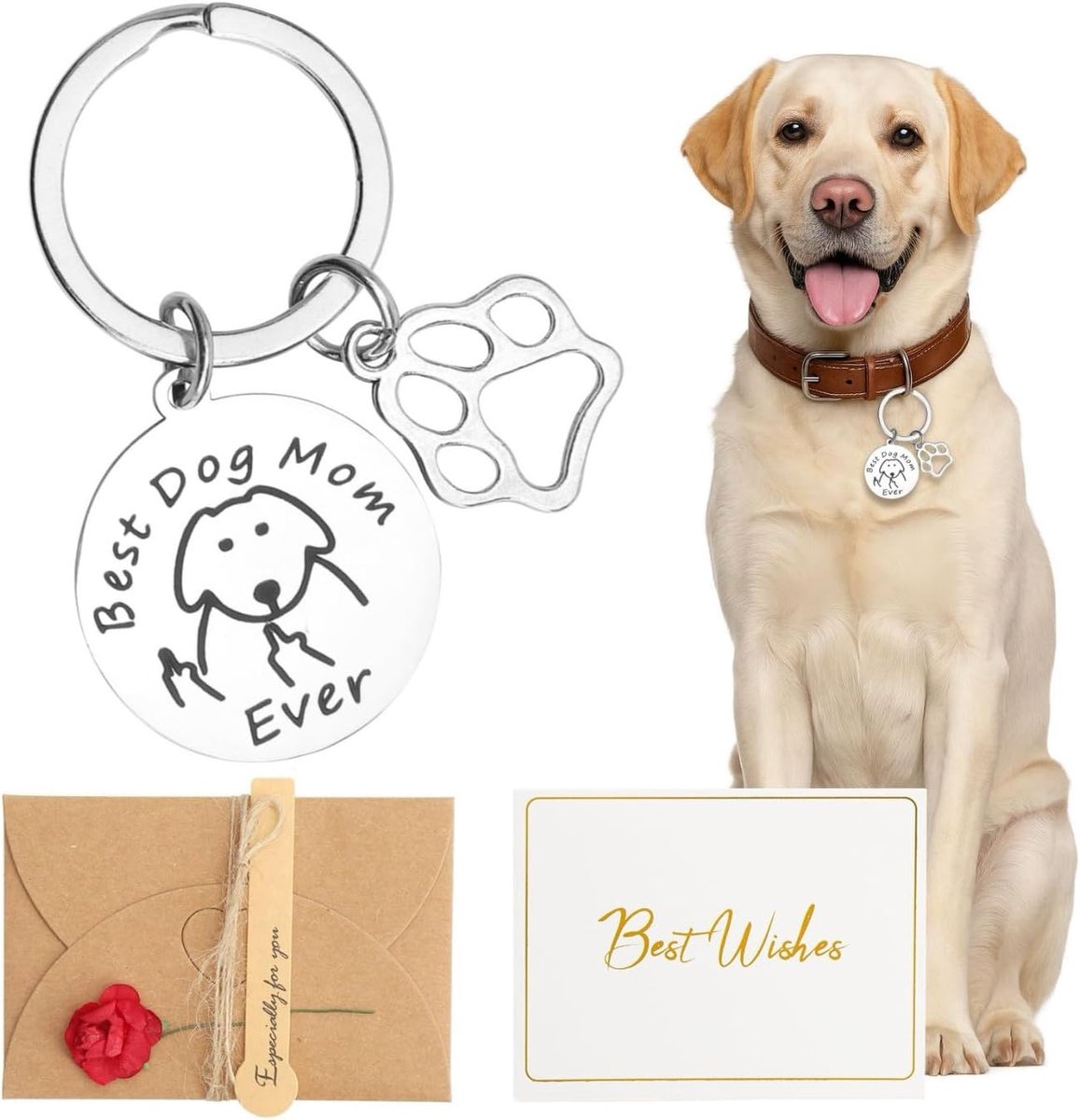 Sleutelhanger voor honden moeder, sleutelhanger grappige sleutelhanger hond hondenmoeder cadeau cadeaus voor hondenbezitters cadeau-idee voor hond vrouwen en meisjes Hond mama