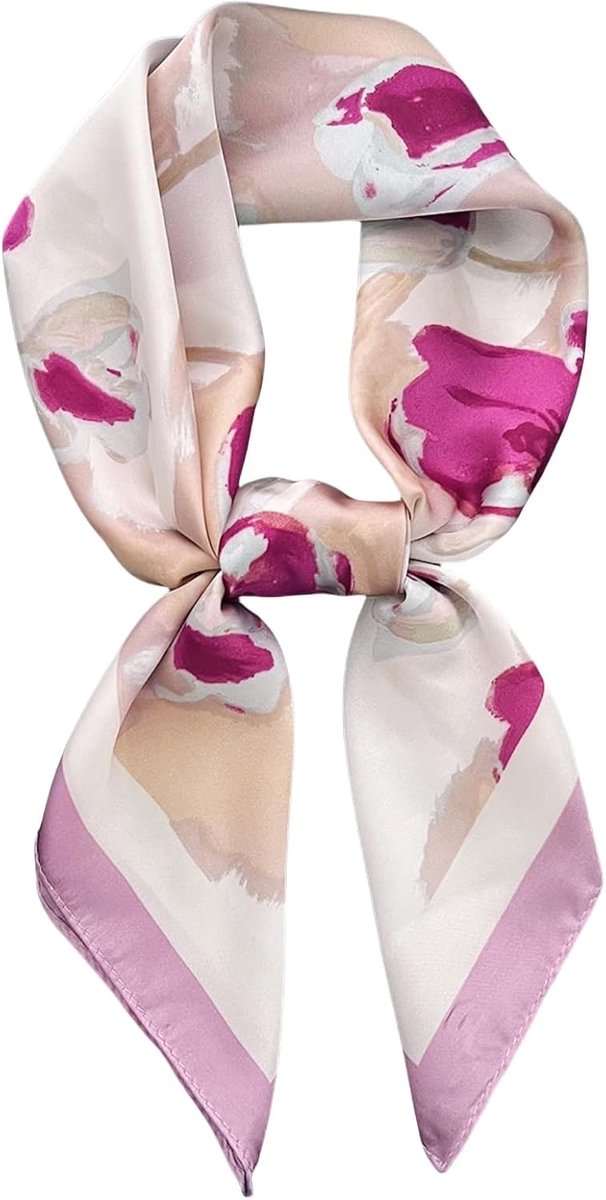 halsdoek van kunstzijde bloemen en verschillende patronen bedrukte sjaal elegant accessoire 70 cm x 70 cm vierkante doek