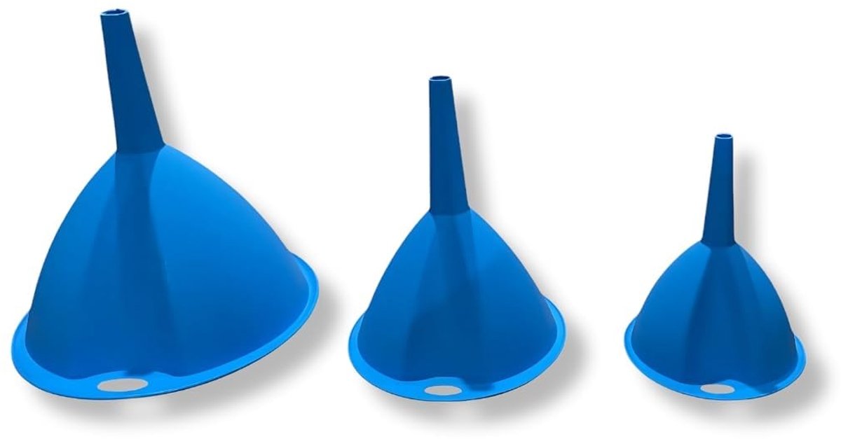- Set van 3 plastic voedseltrechters - verschillende maten voor keuken, garage en meer - gemakkelijk schoon te maken en op te bergen - 3 stuks