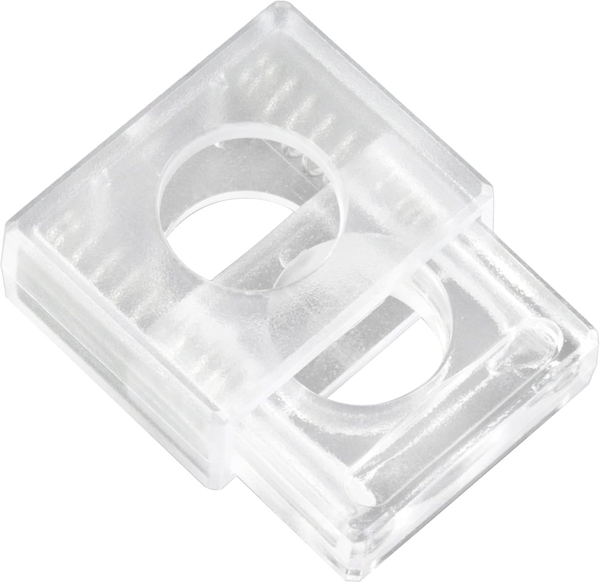 - Set van 12 blokkeerkoord vierkant met 1 gaatje met veer - koordstop - opening 10 mm - van plastic - kleur transparant wit