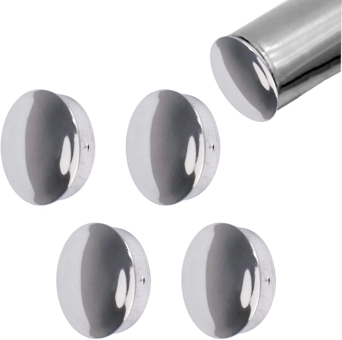 4 STKS 40mm/1.77in 304 Rvs Ronde Leuning Eindkappen Trap Stappen Hand Rail End Cover Leuning Fittingen Beschermers (Zilver)