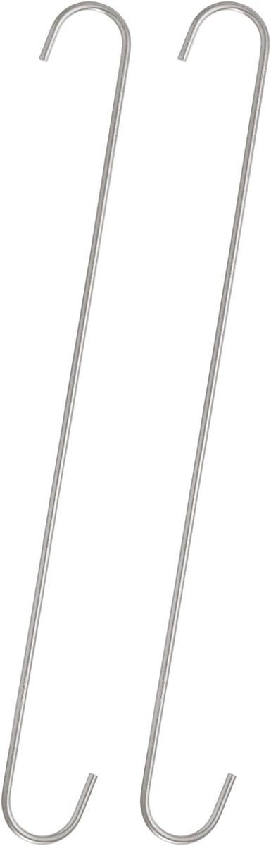 S-haken 40,6 cm extra lange S-haken van zeer sterk metaal mangaanstaal voor het organiseren van keukengerei tuin badkamer garage kast, zilver