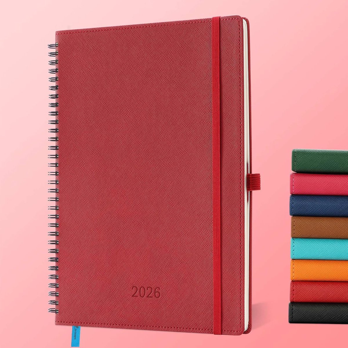 2026: Weekagenda A4 Schoolagenda 29 x 21,7 cm 12 Maanden van Jan.2026 tot Dec.2026, Planner 2026 Met 100 Grams Papier Zachte Spiral Binding Kaft PU Leren Rood