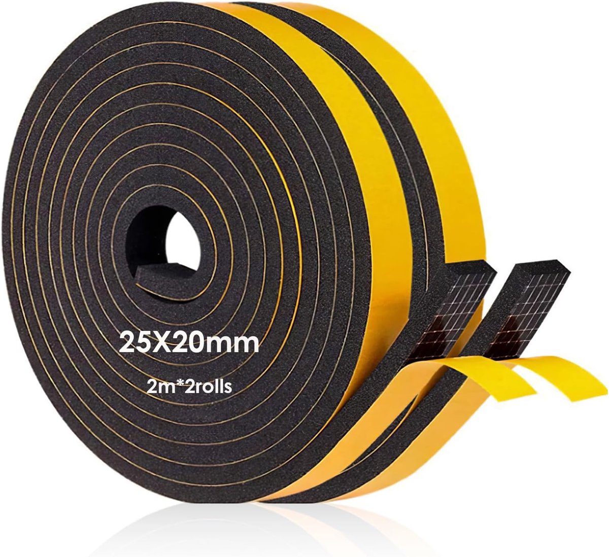 zelfklevend, voor deur- en ramenafdichting, geluidsisolatie, waterdicht, anti-botsing, zwart (2 rollen x 2 m)