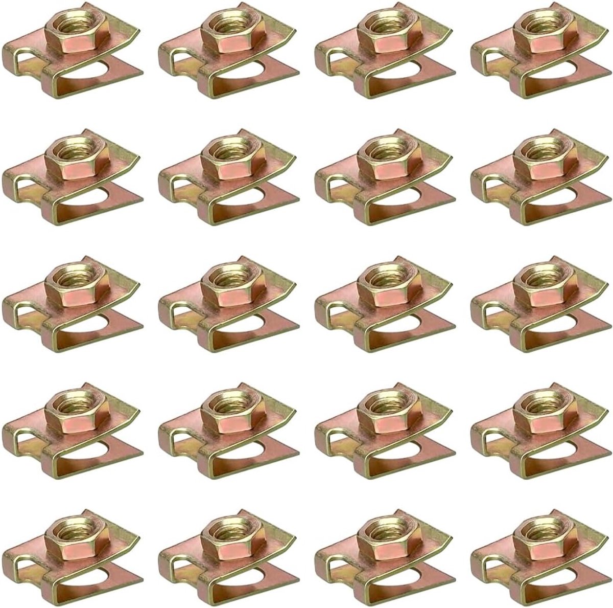20 stuks clip-on moeren, U-vormige moerklemmen, metalen clips, schroefvoeten voor M6-bouten