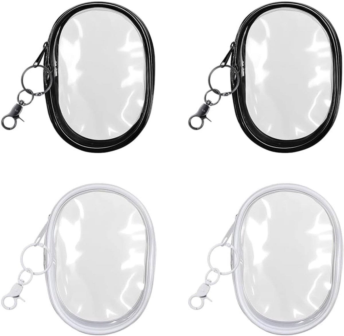 4 Stuks Transparante Sleutelhangers Opbergzakjes Transparante Figurines Mini Draagbare Make-uptas voor Vrouwen om Gegevenskabels en Opladers te Organiseren