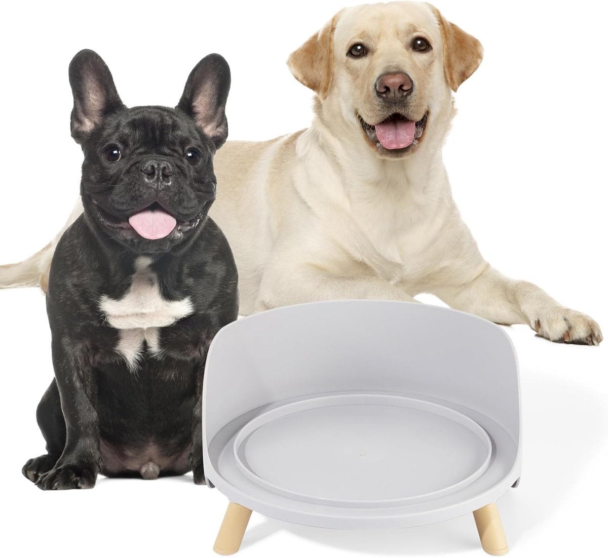 voerbak voor honden, bakhouder voor middelgrote en grote honden, antislip, spatwaterdicht, grijs (kom niet inbegrepen)