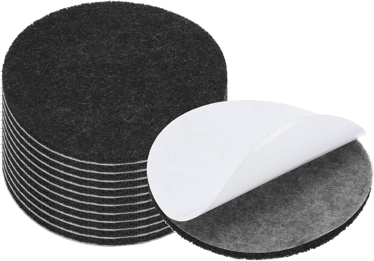 6,35 cm diameter lampenvoelvilt, 12-pack 3 mm dikte ronde zachte zelfklevende antislip antikras achterkant vilt voor lampenmeubels DIY-knutselen, zwart