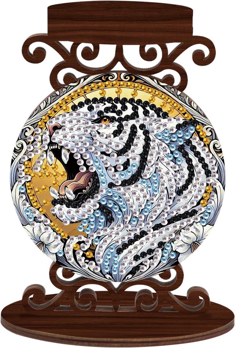 Diamant schilderij kandelaar dieren 10 x 13,5 cm diamond painting kandelaar prachtige kandelaar kaarsenstandaard houten plaat theelichthouder tafeldecoratie voor feest bruiloft gebed cadeau