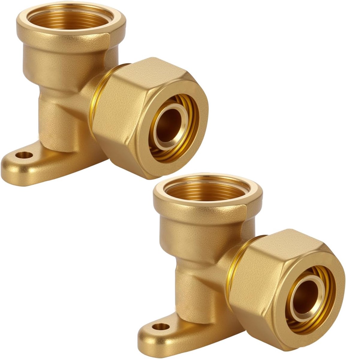 2 stuks schroeffitting met DVGW 1/2" IG wandhoek 20 x 2,0 mm, klemringschroefverbinding 90°, schroeffitting hoek overgang voor meerlaagse composietbuis en aluminium composietbuis
