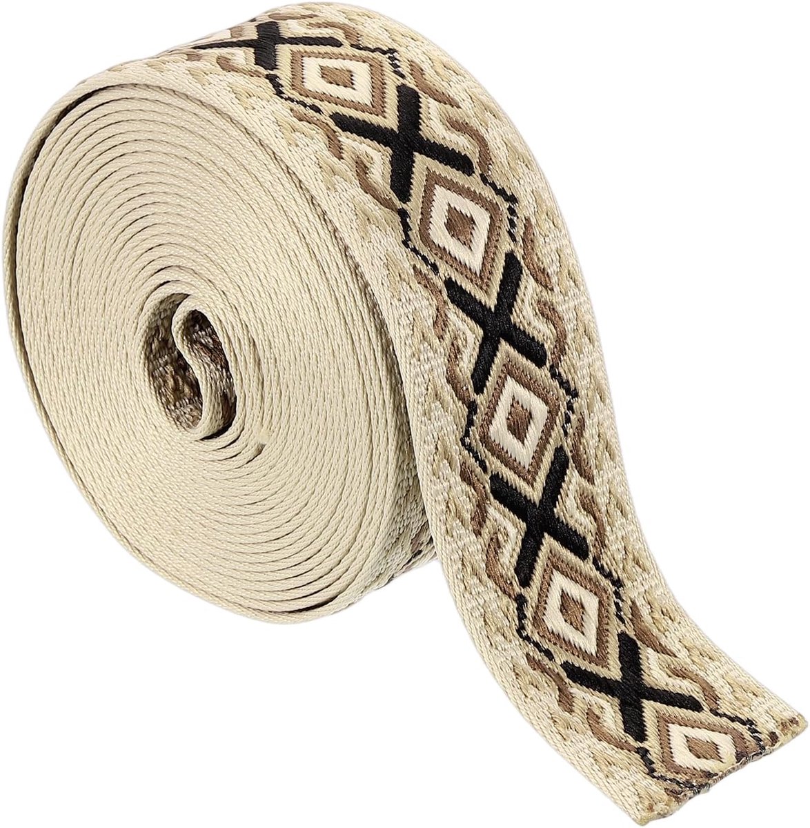 50 mm katoenen band, 5 inch (50 mm) jacquard-band, polyester lint, borduurband, polyester band voor tas, riem, kaki, koffiebruin