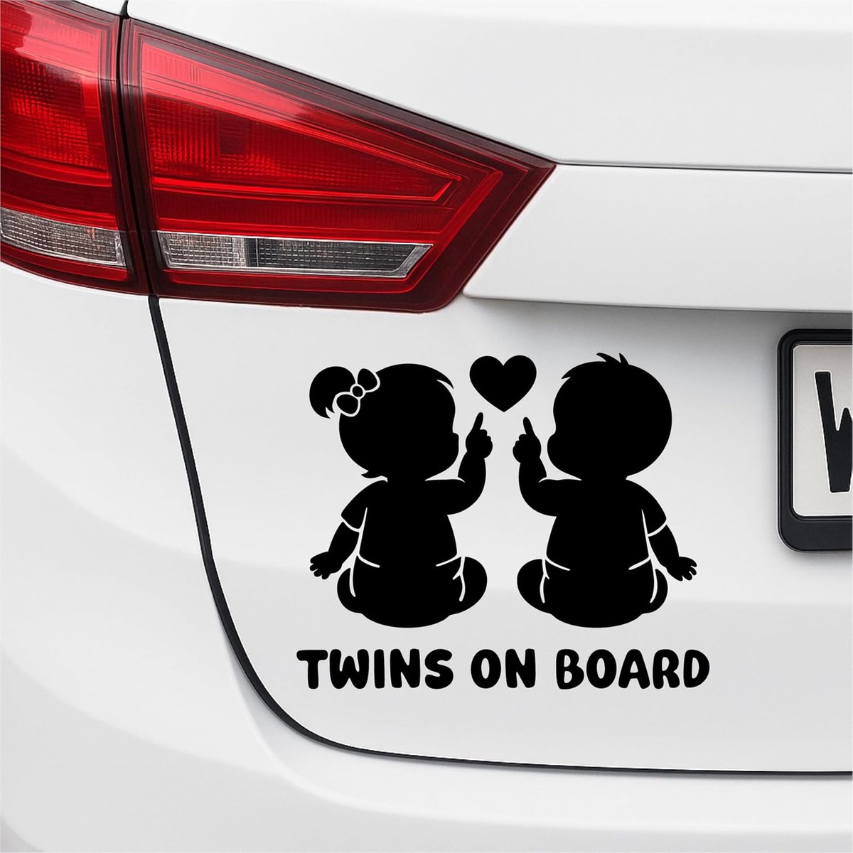 on Board Autosticker, baby, sticker, tweelingen, weerbestendig, handgemaakt in Duitsland, 13 x 10 cm, jongens, meisjes, verschillende kleuren (zwart, V2 jongens, meisje)
