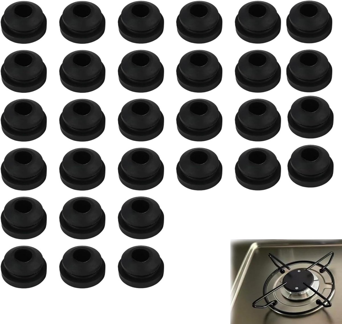 30 stuks rubberen eindkappen, rubberen doorgangen roestvrije voeten kooktafelaccessoires met 5 mm staven camper poten voor Dometic, Smev en Thetford