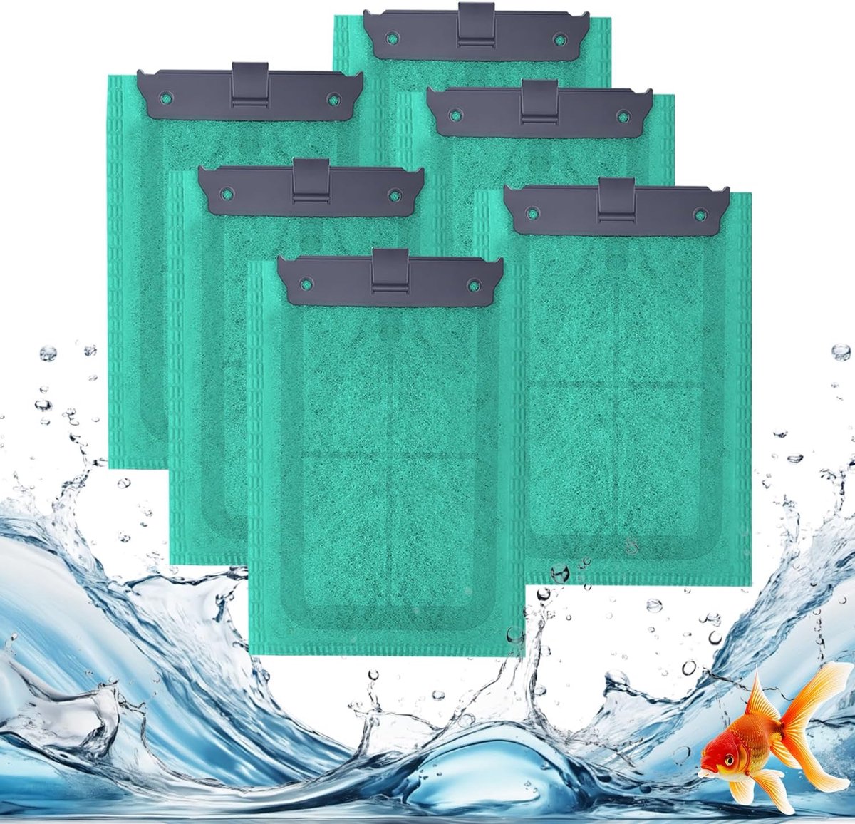 6 stuks vervangende filterpads met anti-algenwerkzame stof, compatibel met Easy Crystal Filter 250 en de Easy Crystal FilterBox 300, geschikt voor Repto-DecoFilter
