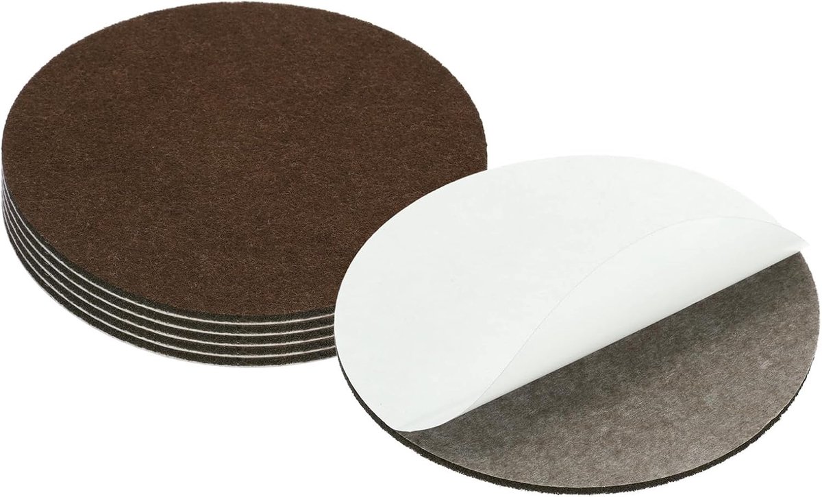 14 cm diameter lampvoet vilt, 6-pack 3 mm dikte ronde zachte zelfklevende antislip krasbestendige achterkant vilt voor lampmeubel DIY-knutselen, koffie
