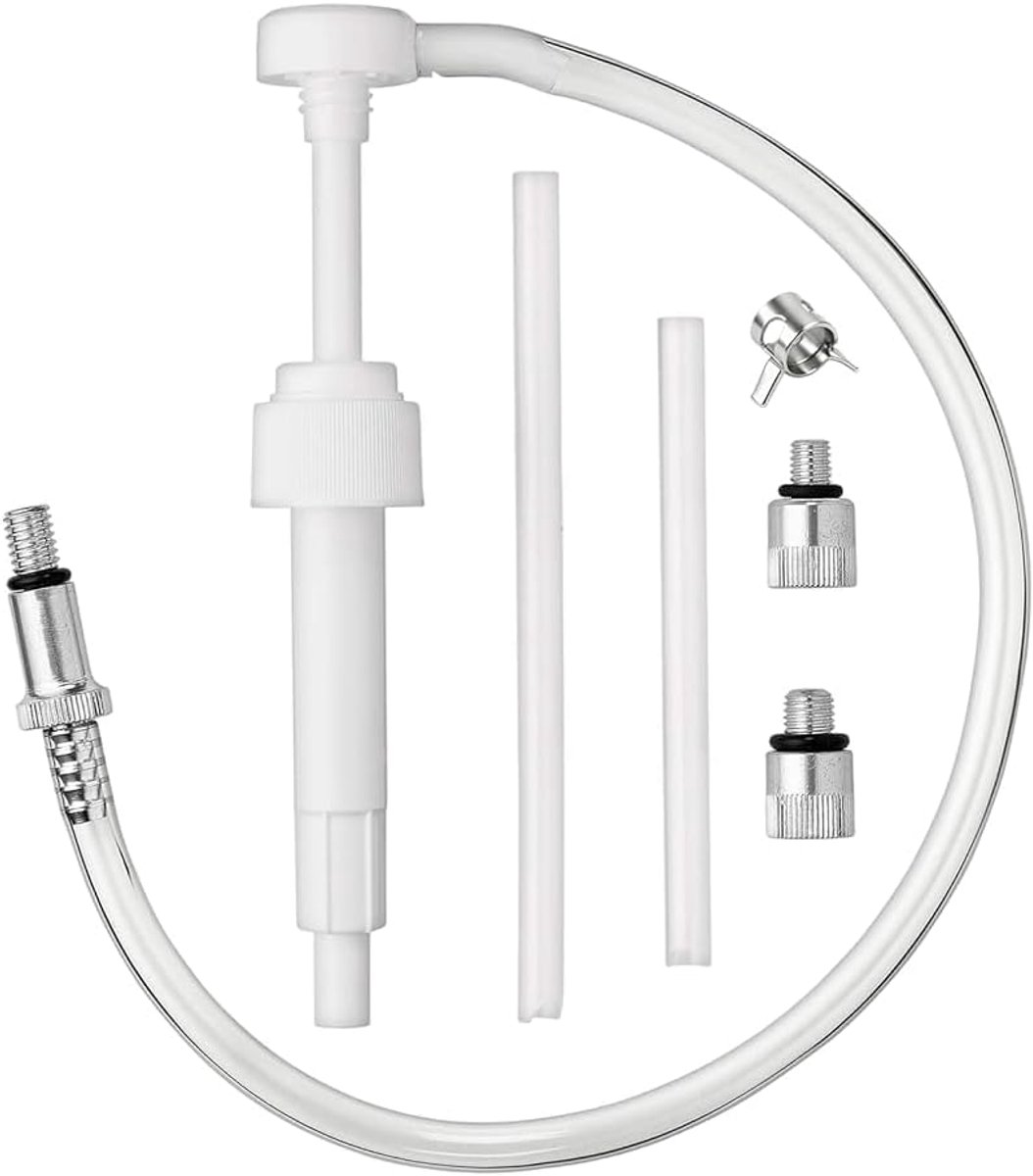 transmissie-oliepomp 8 cc per druk – onderste oliepomp voor buitenboord-ondereenheden met lange/korte slangen en 3 metalen adapters – compatibel met kwart flessen