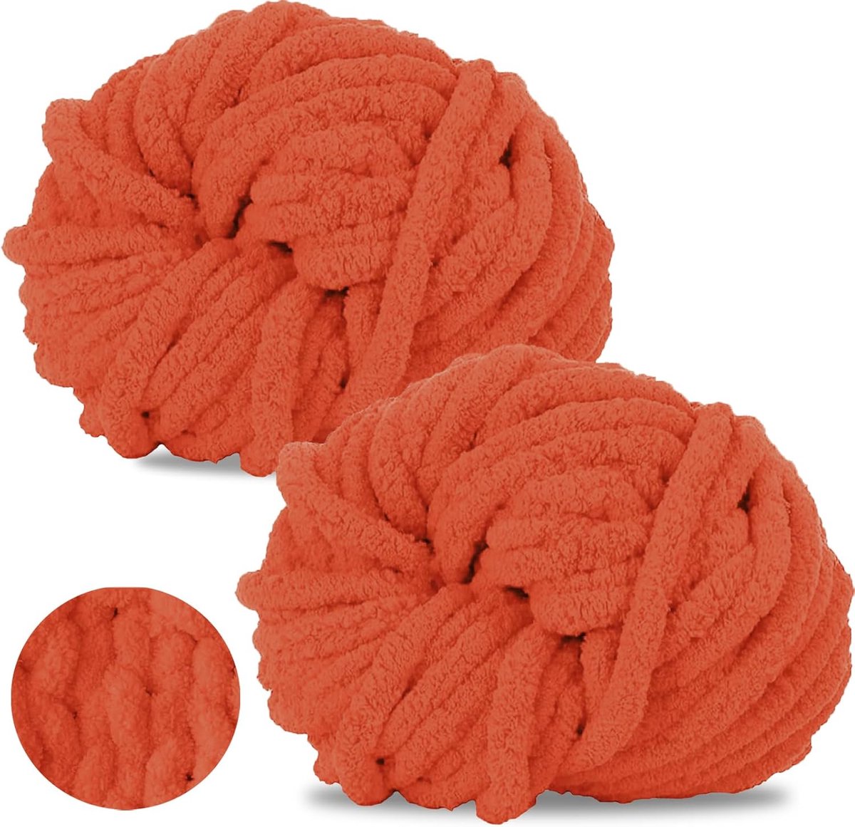 wol, 2 stuks, 500 g, Chunky Yarn armbreiwol, dik garen om te haken, wollig, XXL haakwol voor handbreien, voor deken, sjaals, mutsen, huisdiernest (roestrood)