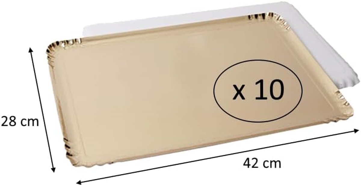 Dienbladen - lengte x breedte: 42 cm x 28 cm, kleur: goud