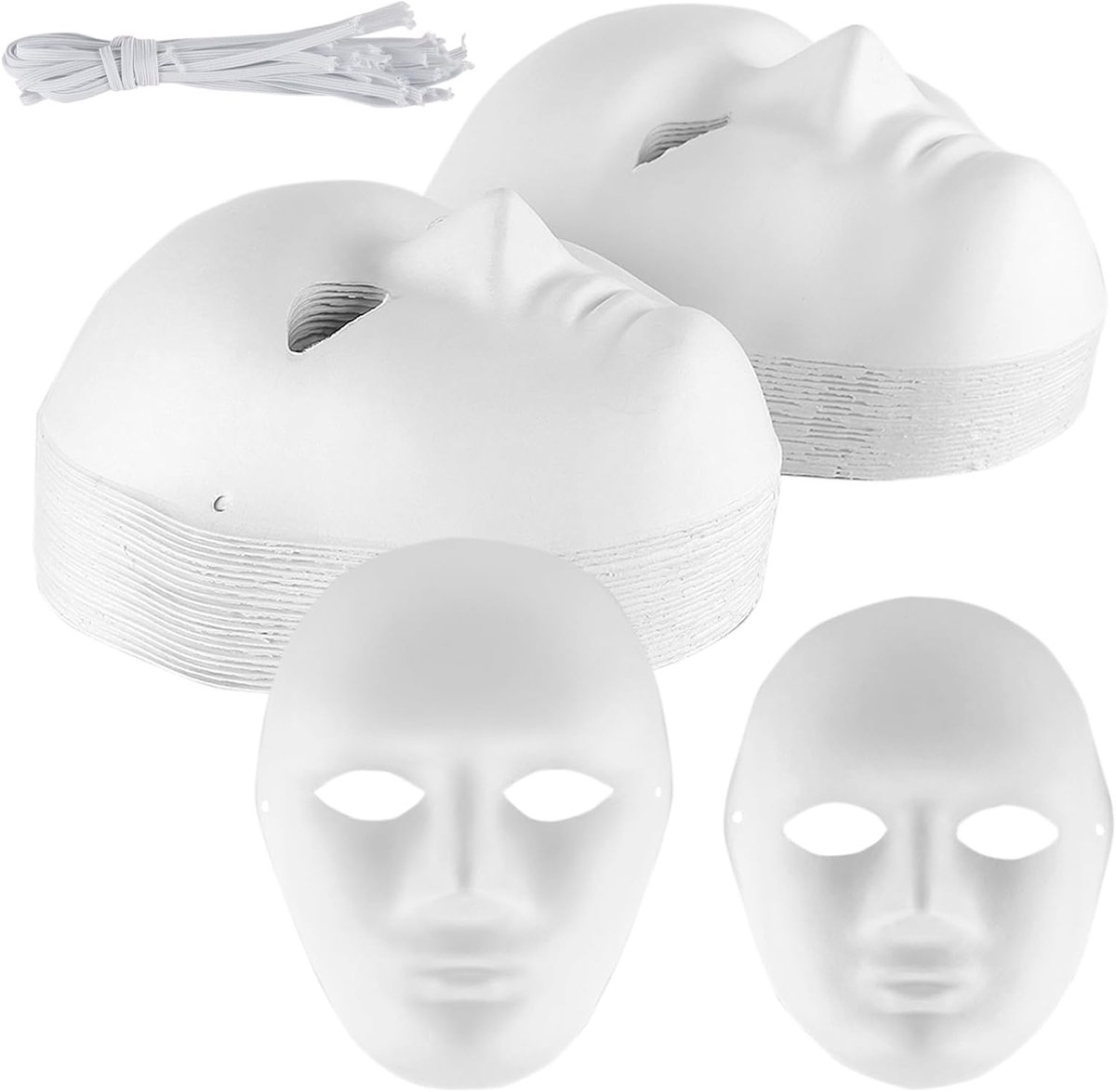 Maskers om te beschilderen, witte papiermasker, DIY lege maskers om te knutselen voor cosplay, maskerbal, feest, decoratie