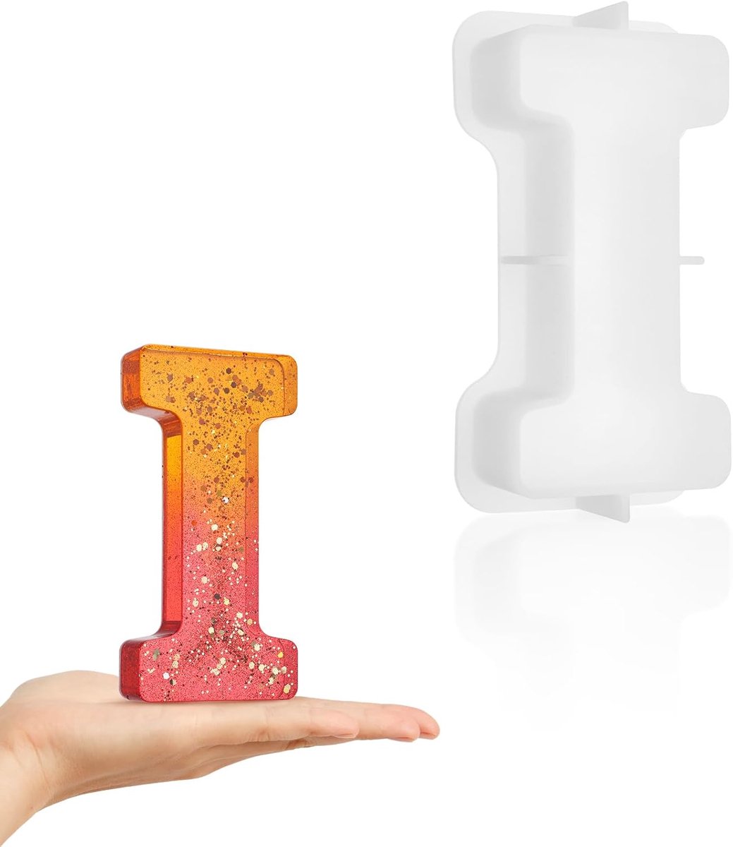 Alfabet Epoxyhars Mal, 7 inch Siliconen Vorm Letters Groot, 3D Alfabet Silicone Vormen, voor Verjaardag, Feest Decoratie, Kaarsen Maken, DIY Ambachten (I)