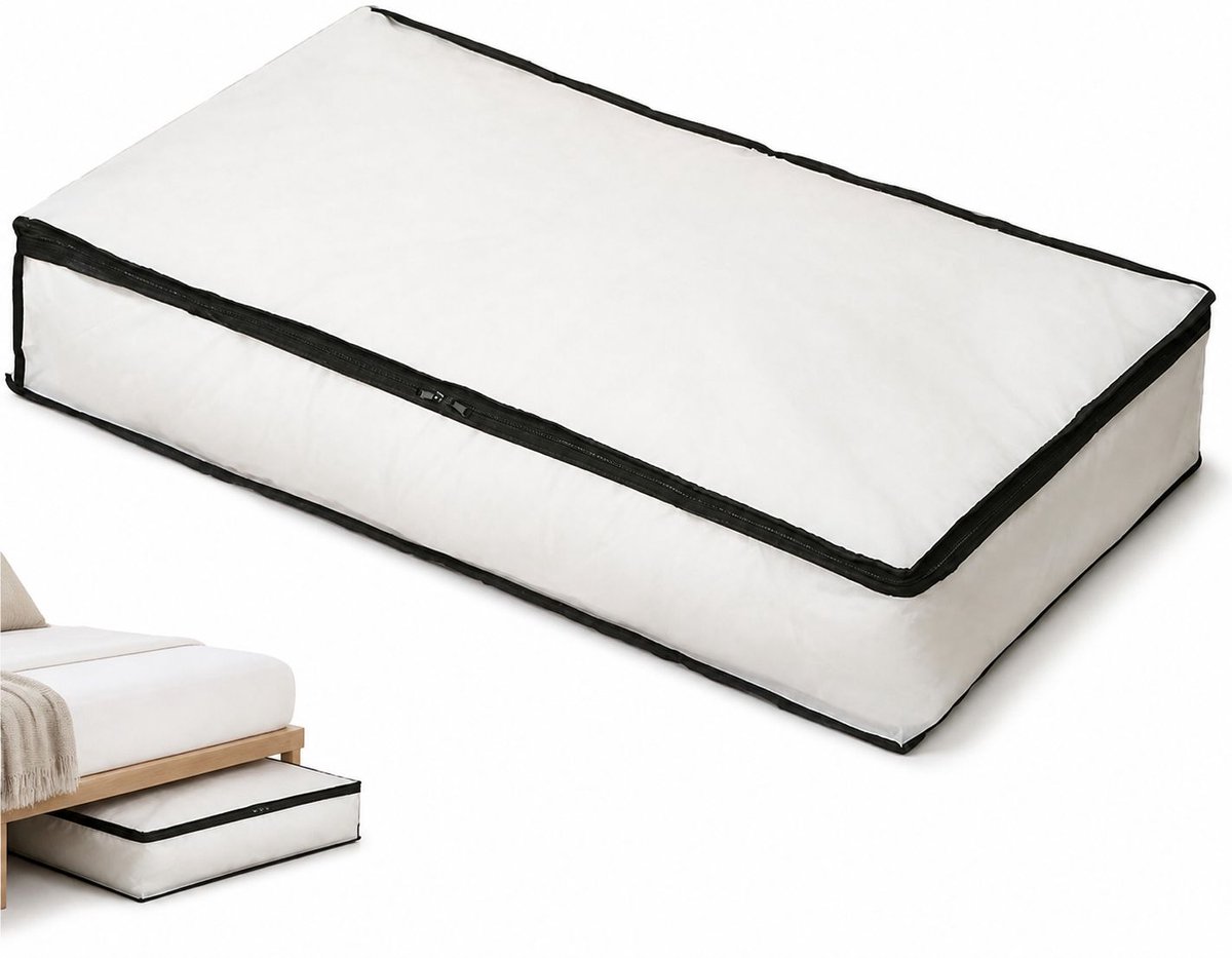 VHV - Opbergtas onder bed - Set van 2 opvouwbare kledingorganizers 105 cm met rits en kijkvenster - zwart