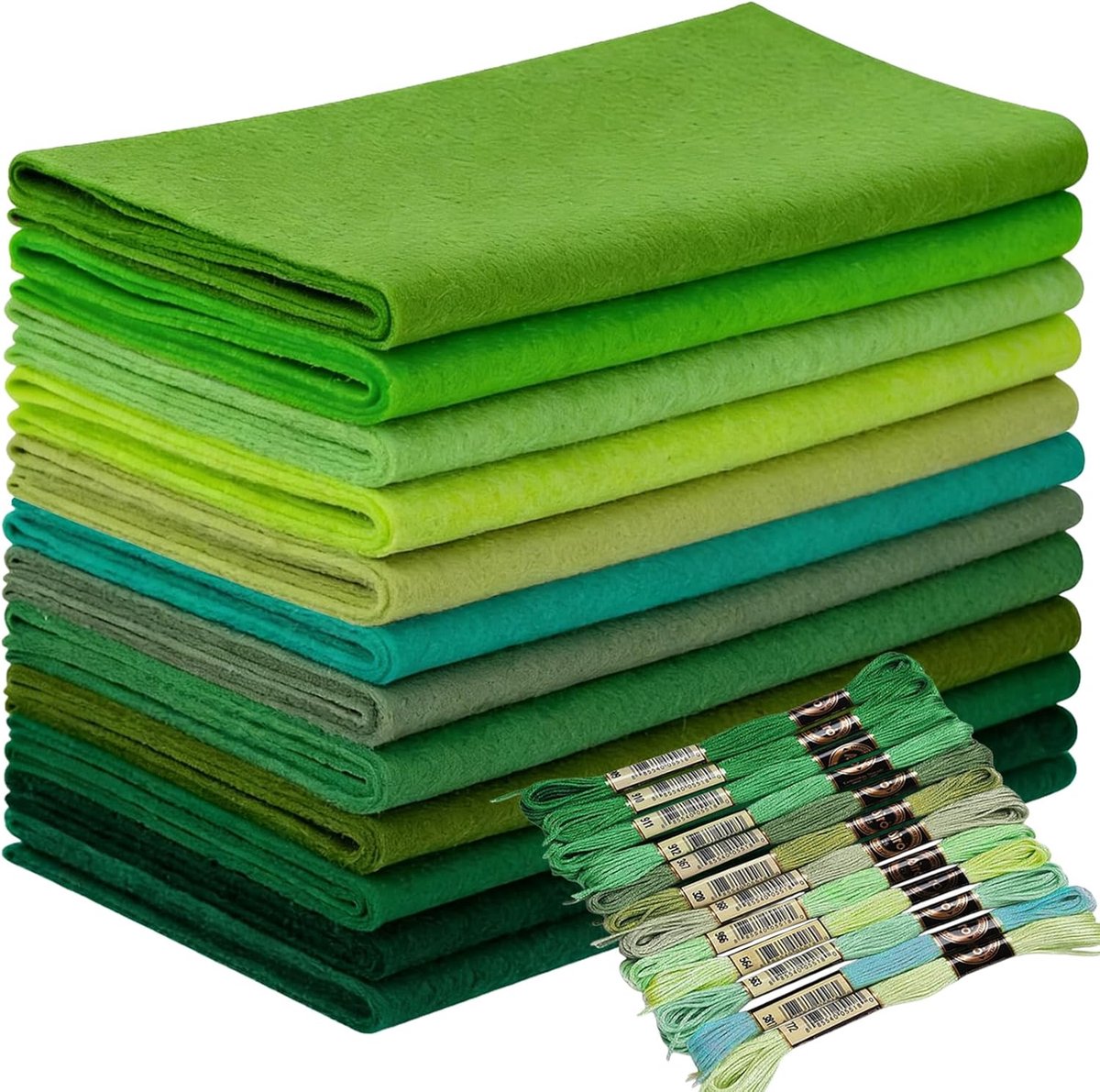 Stof voor het naaien 8" x 35" (20,5 x 90cm) | Groene serie diverse kleuren, 1,4 mm dik, dezelfde kleur borduurwerk flos, voor doe-het-zelf knutselen naaien