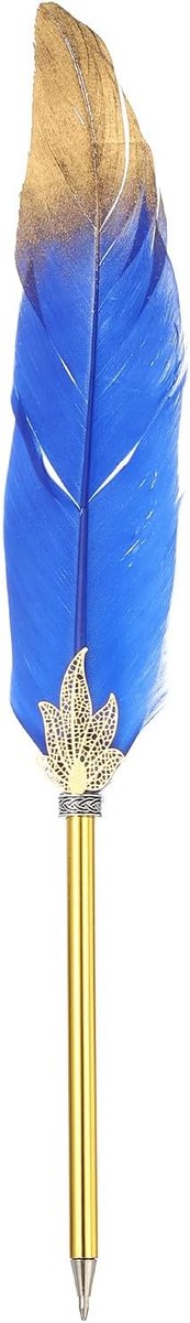 Veren Pen Quill, Veer Balpen Bulk Geraffineerde Vintage Veer Kalligrafie Pen voor Gast Handtekening Bruiloft Bruids Kantoor Schrijven, Donkerblauw