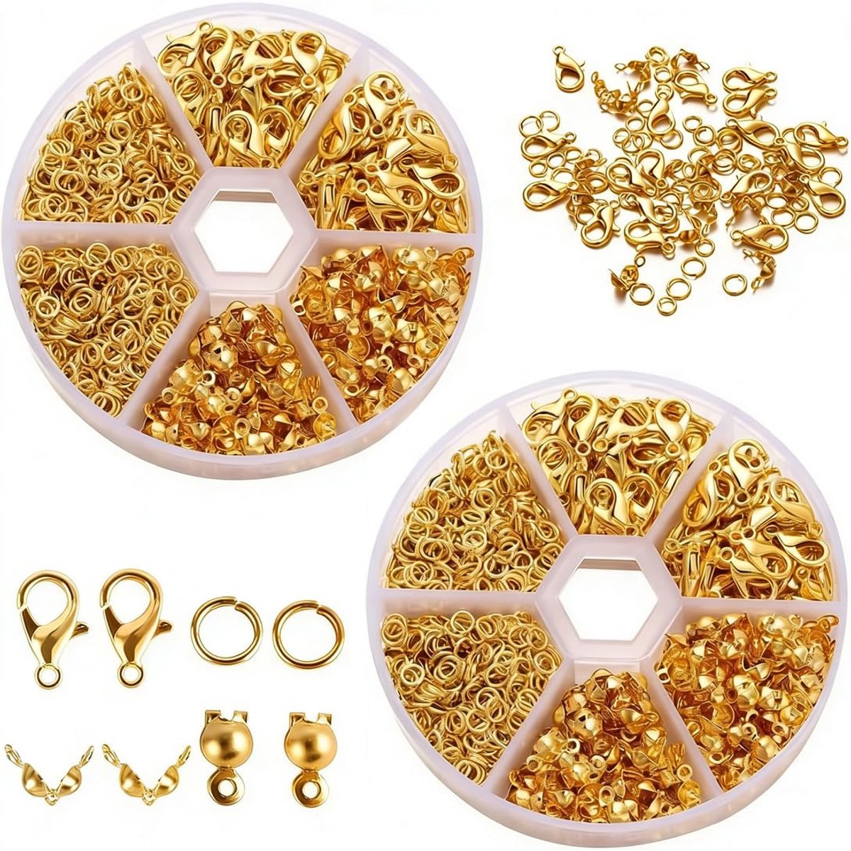 1140 stuks armbandsluitingen, halskettingsluiting van roestvrij staal, sluiting voor armbanden, haakjes, armbandverbindingen, sieraden maken, kralen, knutselaccessoires, goud