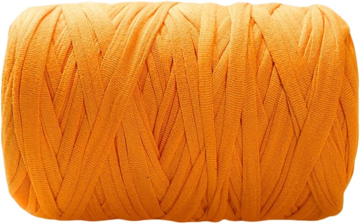 Haakgaren, 200 g, zacht, gerecycled en elastisch garen voor breiwerk, tassen, tapijten, decoraties, verschillende kleuren (oranje)