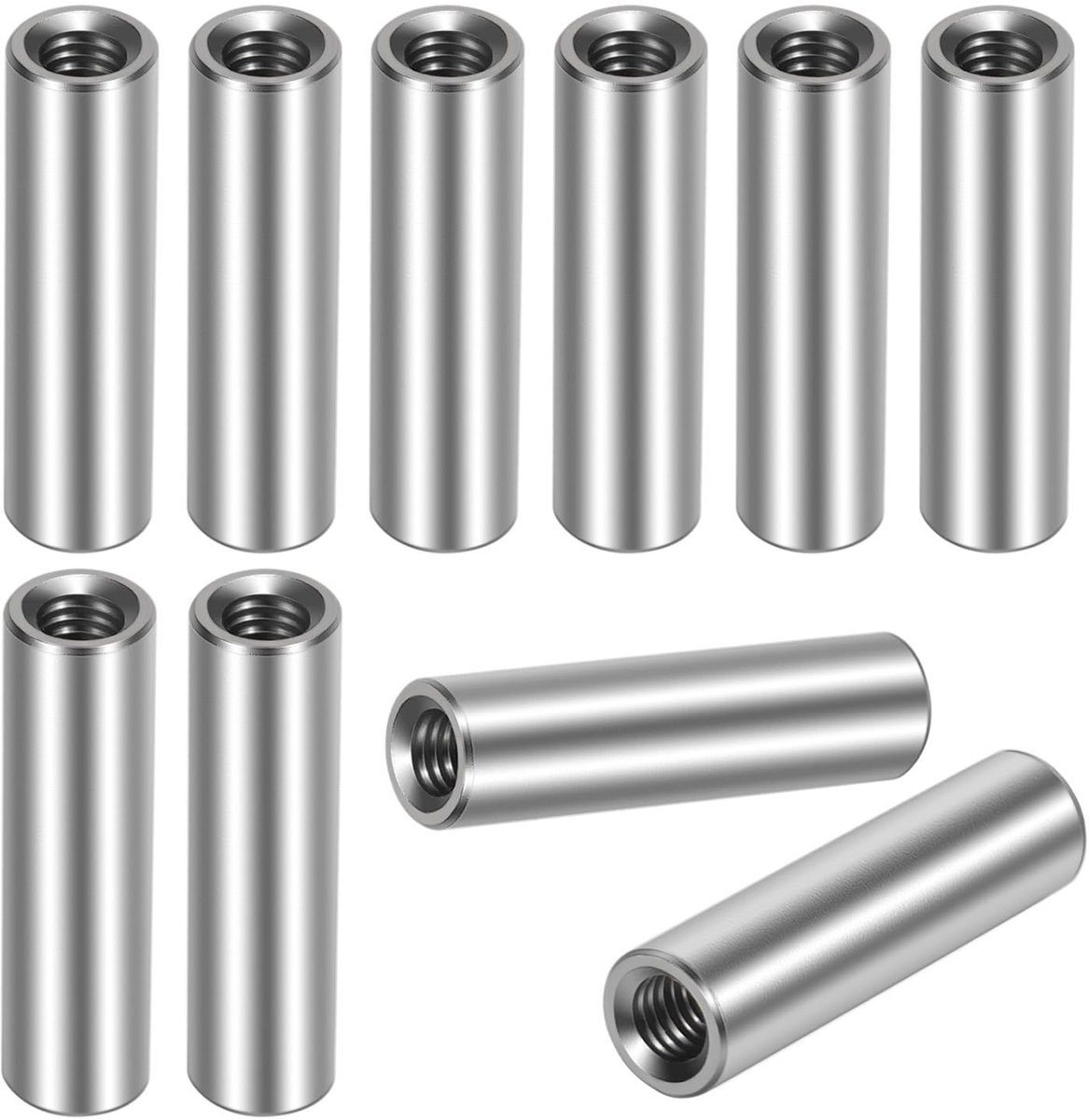 ronde hulzen M5*30 lange moeren ronde aansluitmoeren V2A, afstandshulzen koppelmoeren schroefhulzen roestvrij staal 304 10 stuks(M5*30) | Ronde koppelingsmoeren, lange moer van roestvrij staal, ronde schroefdraad, binnendraad, 10 stuks