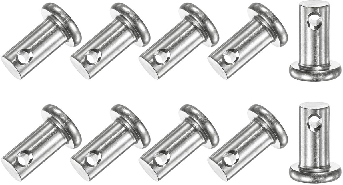 METERXITY 10 stuks vorkpennen met één gat, M6 x 12 mm met platte kop van roestvrij staal 304, vaste onderdelen, bootaccessoires, scharnierpennen
