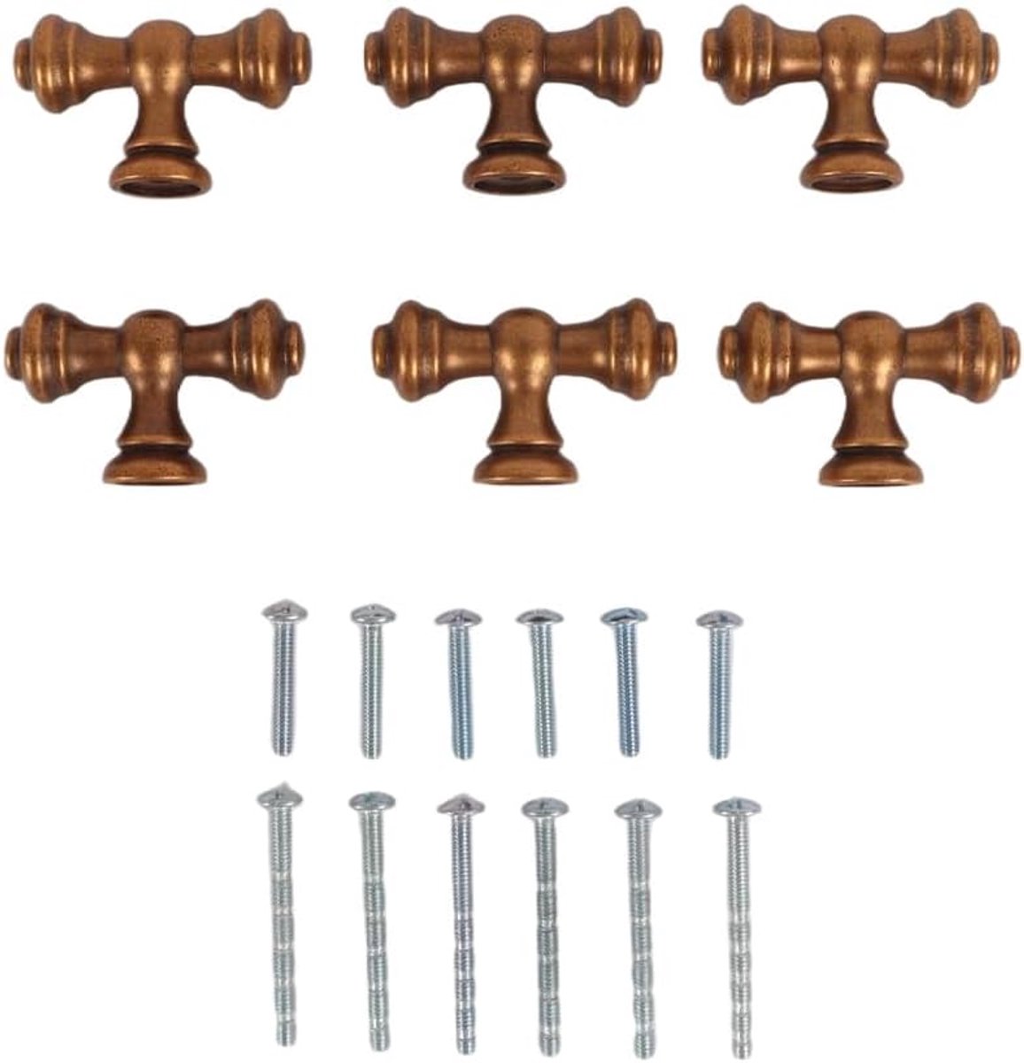 6-pack antieke messing kastgrepen, keukenkastgrepen voor badkamer, ladegrepen, dressoirgrepen (enkel gat)