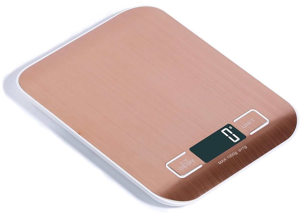 keukenweegschaal, inclusief batterijen, roségoud